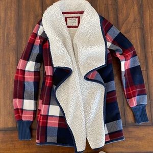 Abercrombie & Fitch Plaid Sherpa Cardigan XS